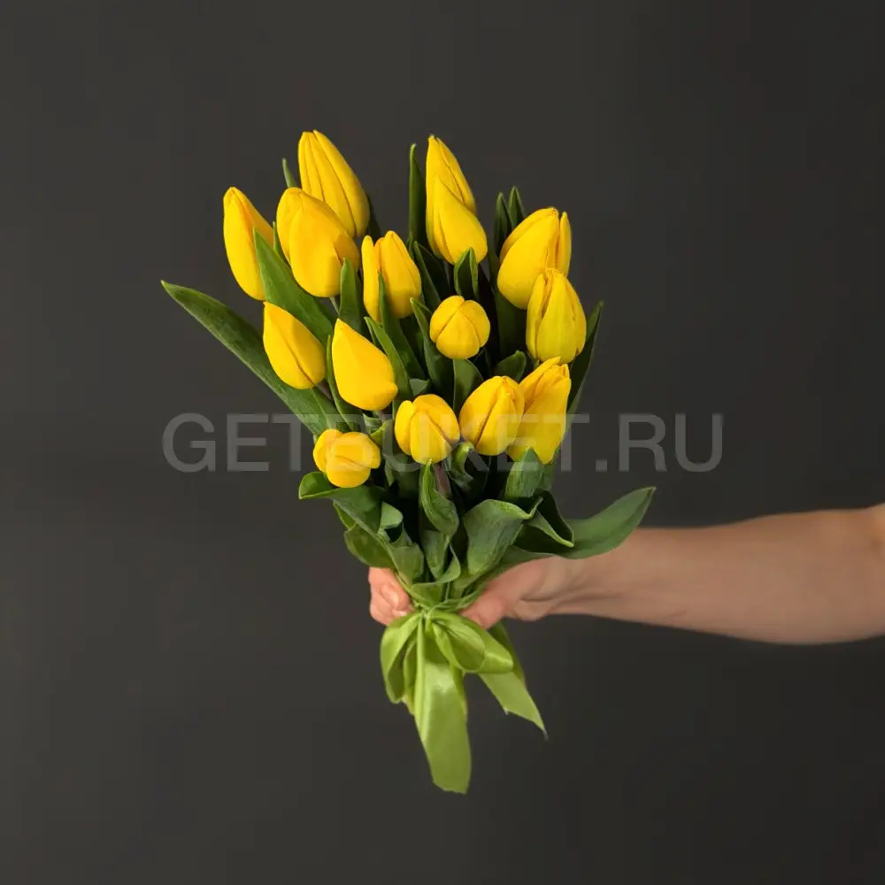 223602 Букет из 15 желтых тюльпанов