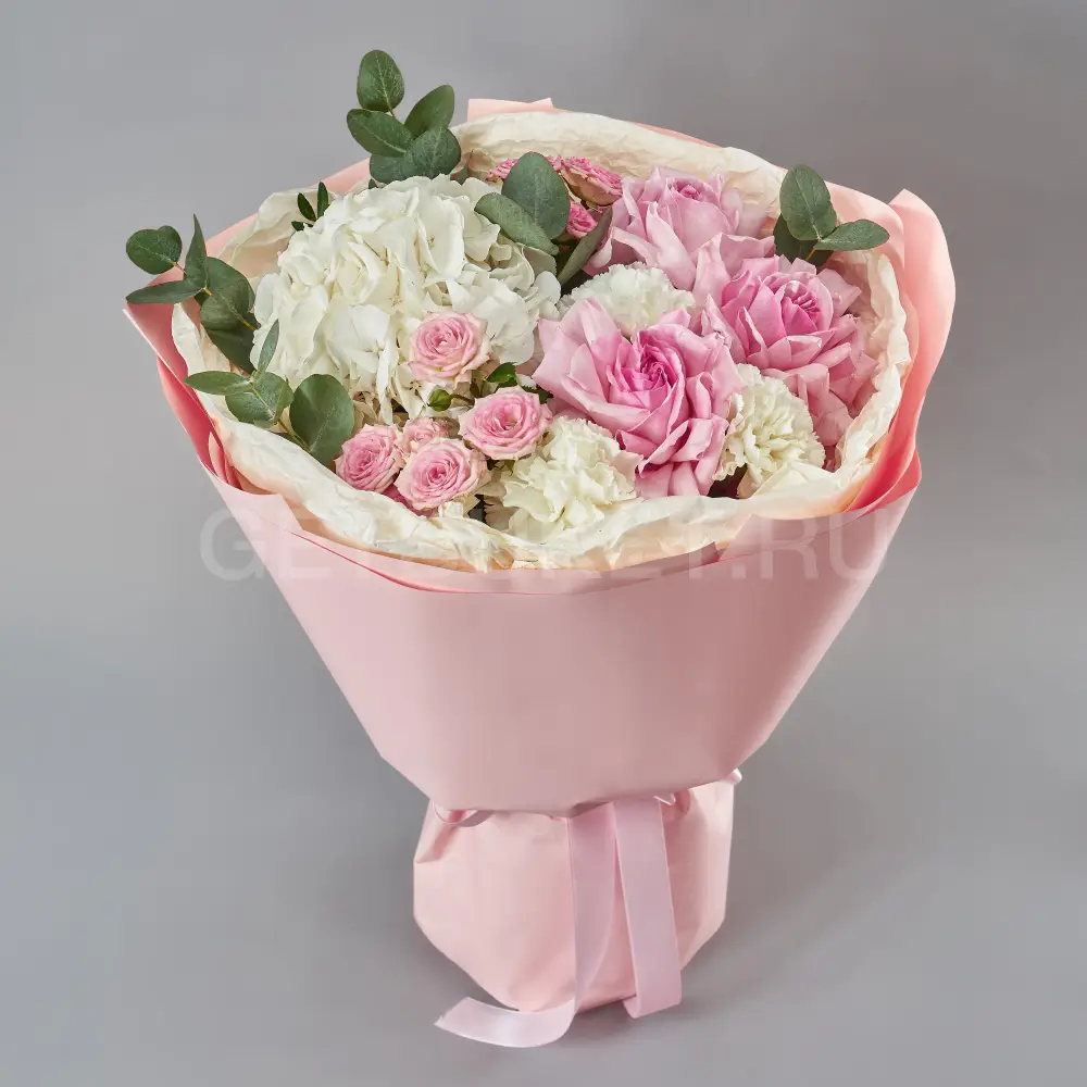 219740 Букет из микса бело-розовых цветов
